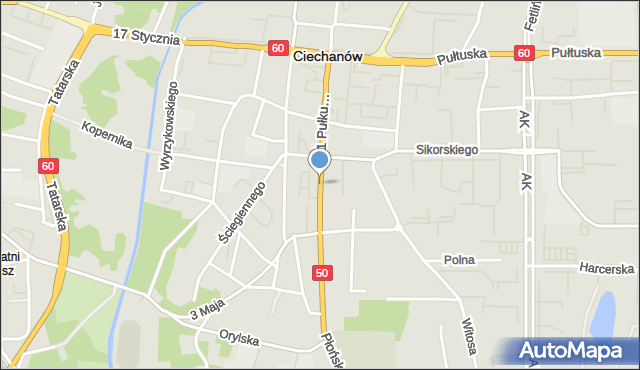 Ciechanów, 11 Pułku Ułanów Legionowych, mapa Ciechanów