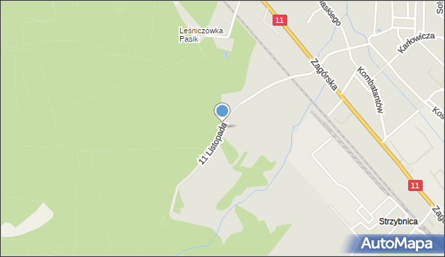 Tarnowskie Góry, 11 Listopada, mapa Tarnowskie Góry