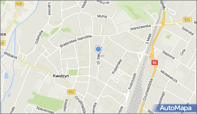 Kwidzyn, 15 Sierpnia, mapa Kwidzyn