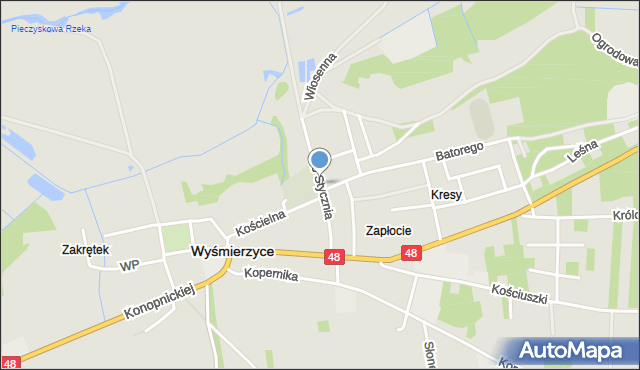 Wyśmierzyce, 16 Stycznia, mapa Wyśmierzyce