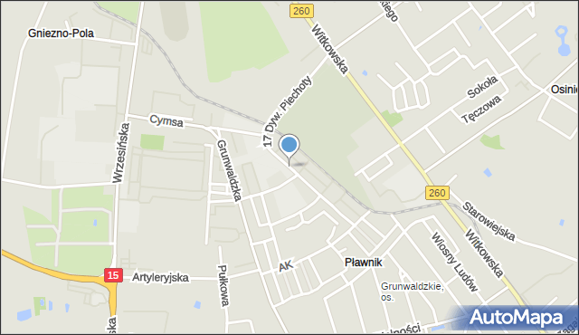 Gniezno, 17 Dywizji Piechoty, mapa Gniezna