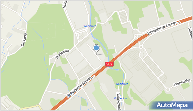 Bielsko-Biała, 1 Dywizji Pancernej, mapa Bielsko-Białej