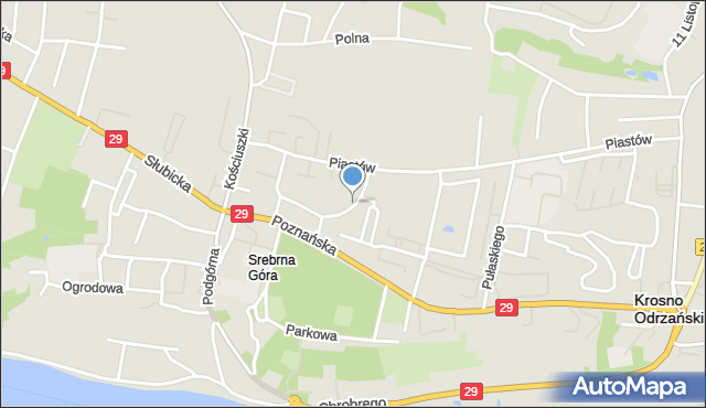 Krosno Odrzańskie, 1 Maja, mapa Krosno Odrzańskie