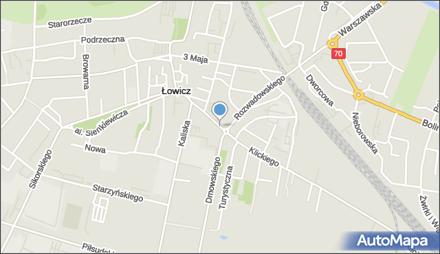 Łowicz, 1 Maja, mapa Łowicza
