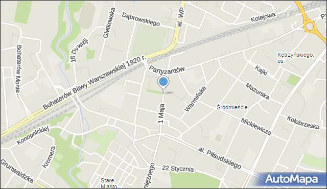 Olsztyn, 1 Maja, mapa Olsztyna