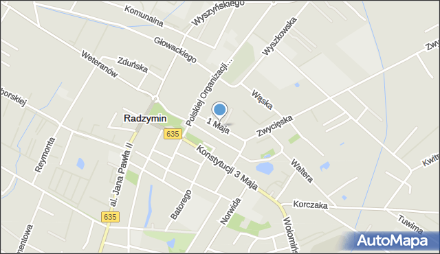 Radzymin powiat wołomiński, 1 Maja, mapa Radzymin powiat wołomiński