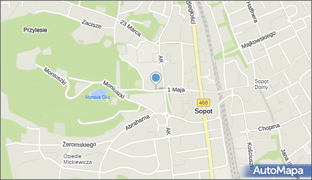 Sopot, 1 Maja, mapa Sopotu