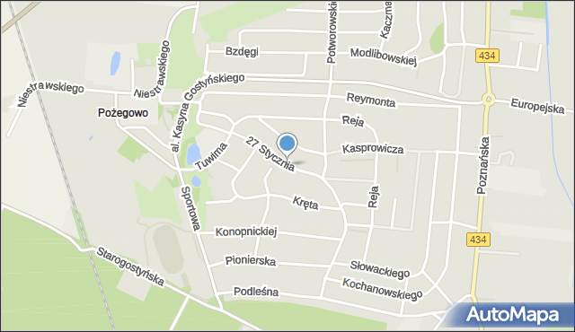 Gostyń, 27 Stycznia, mapa Gostyń