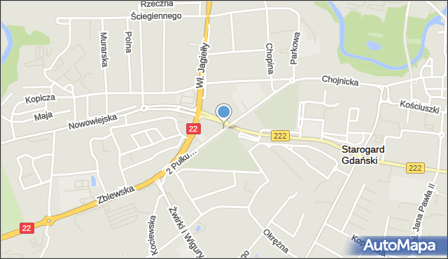 Starogard Gdański, 2 Pułku Szwoleżerów Rokitniańskich, mapa Starogard Gdański