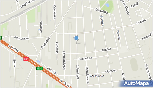 Warszawa, 2 Armii Wojska Polskiego, mapa Warszawy