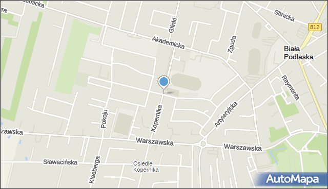 Biała Podlaska, 34 Pułku Piechoty, mapa Białej Podlaskiej