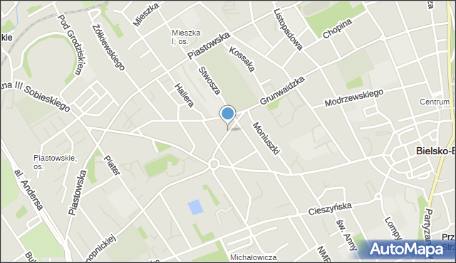 Bielsko-Biała, 3 Pułku Strzelców Podhalańskich, mapa Bielsko-Białej