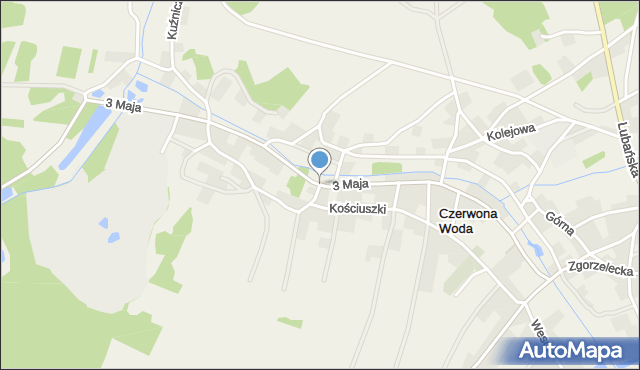 Czerwona Woda gmina Węgliniec, 3 Maja, mapa Czerwona Woda gmina Węgliniec