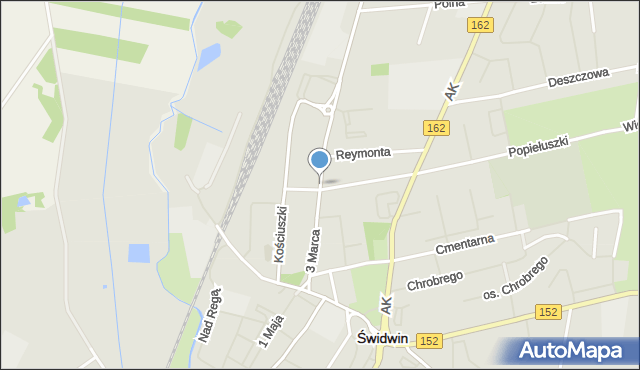 Świdwin, 3 Marca, mapa Świdwin