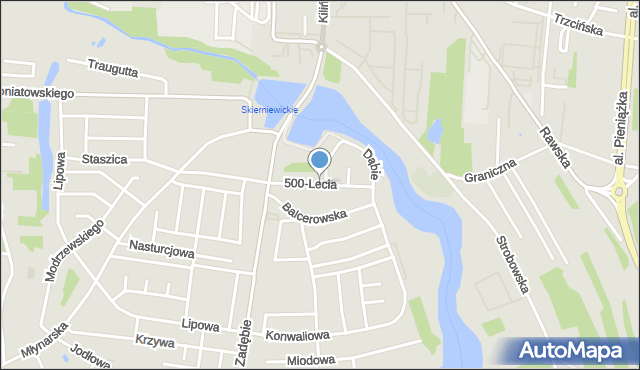 Skierniewice, 500-lecia, mapa Skierniewic