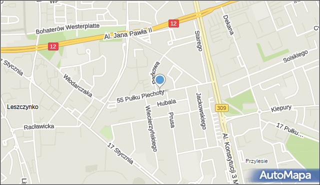 Leszno, 55. Pułku Piechoty, mapa Leszno