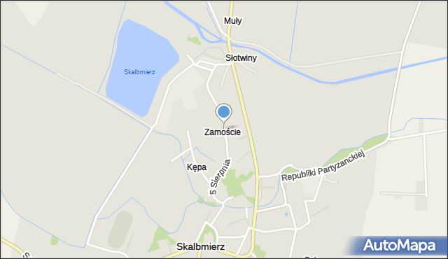 Skalbmierz, 5 Sierpnia, mapa Skalbmierz