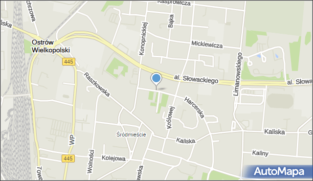 Ostrów Wielkopolski, 60 Pułku Piechoty, mapa Ostrów Wielkopolski