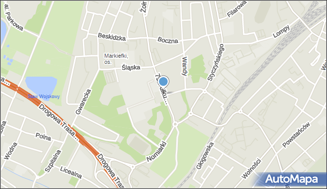 Chorzów, 75 Pułku Piechoty, mapa Chorzów