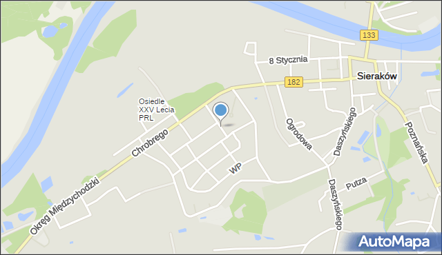Sieraków powiat międzychodzki, 8 Maja 1945 r., mapa Sieraków powiat międzychodzki