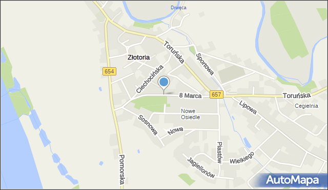 Złotoria gmina Lubicz, 8 Marca, mapa Złotoria gmina Lubicz
