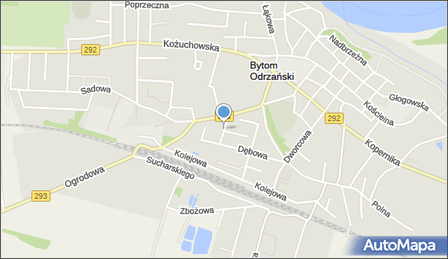 Bytom Odrzański, Akacjowa, mapa Bytom Odrzański