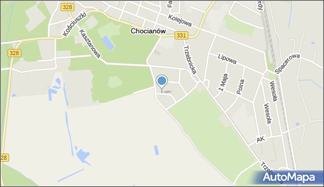 Chocianów, Akacjowa, mapa Chocianów