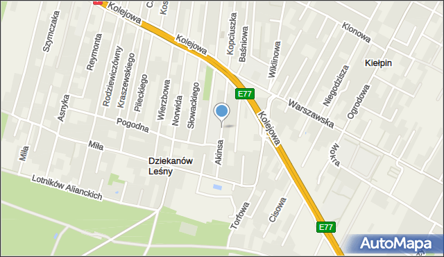 Dziekanów Leśny, Akinsa Francisa, por., mapa Dziekanów Leśny