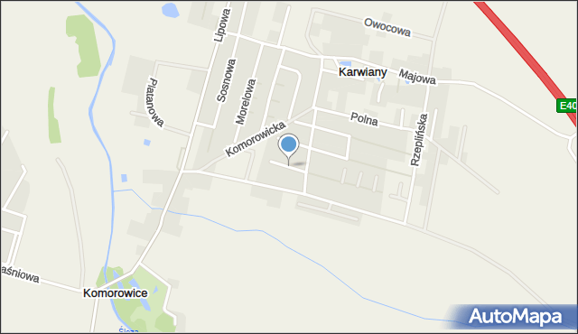 Karwiany, Akacjowa, mapa Karwiany