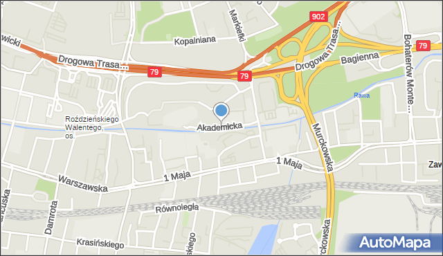 Katowice, Akademicka, mapa Katowic