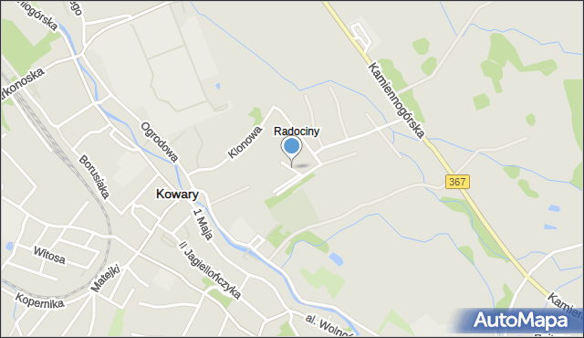Kowary powiat karkonoski, Akacjowa, mapa Kowary powiat karkonoski