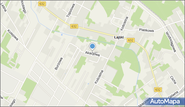 Łajski, Akacjowa, mapa Łajski