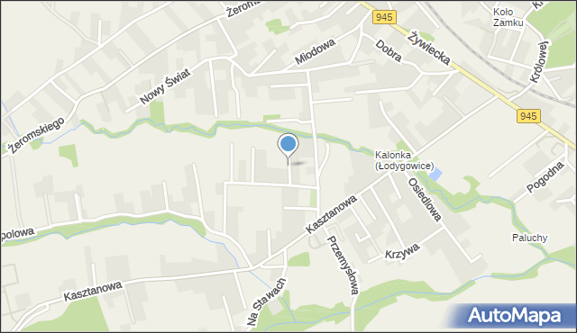 Łodygowice powiat żywiecki, Aksamitna, mapa Łodygowice powiat żywiecki