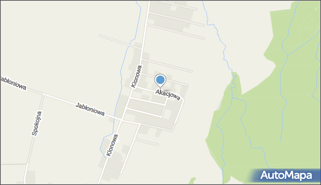 Mścice, Akacjowa, mapa Mścice