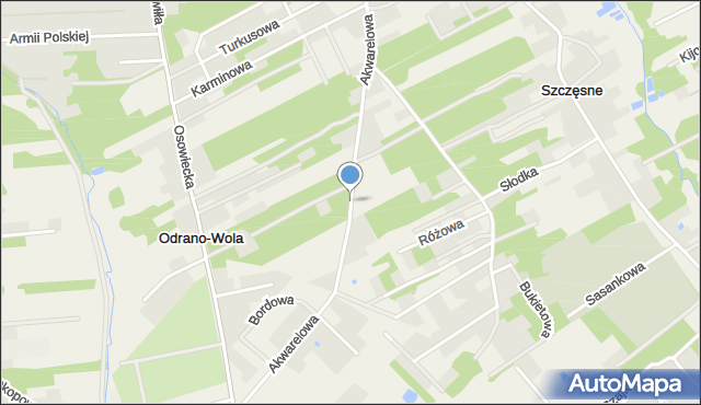 Odrano-Wola, Akwarelowa, mapa Odrano-Wola