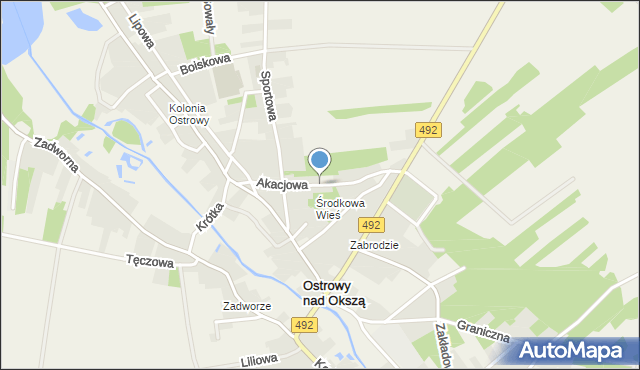 Ostrowy nad Okszą, Akacjowa, mapa Ostrowy nad Okszą