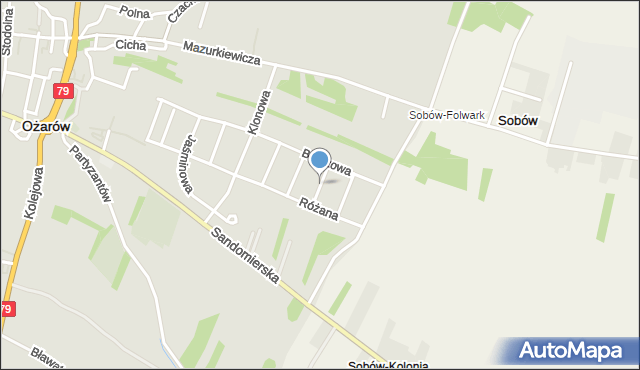 Ożarów powiat opatowski, Akacjowa, mapa Ożarów powiat opatowski