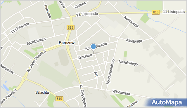 Parczew, Akacjowa, mapa Parczew