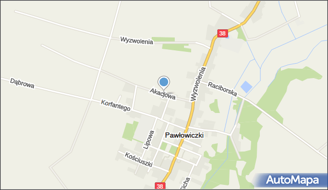 Pawłowiczki, Akacjowa, mapa Pawłowiczki