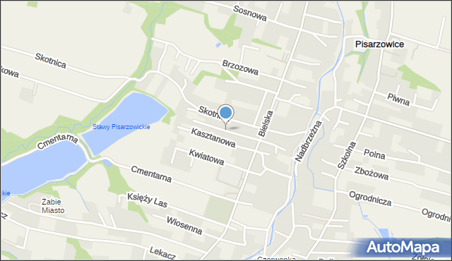 Pisarzowice gmina Wilamowice, Akacjowa, mapa Pisarzowice gmina Wilamowice