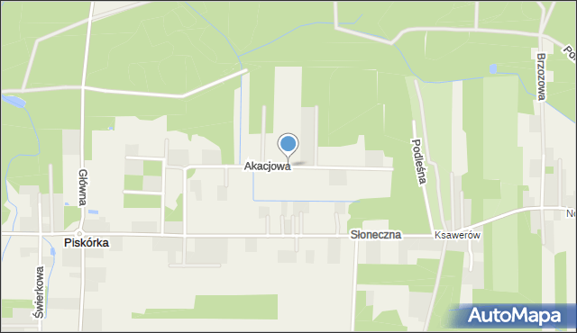 Piskórka, Akacjowa, mapa Piskórka