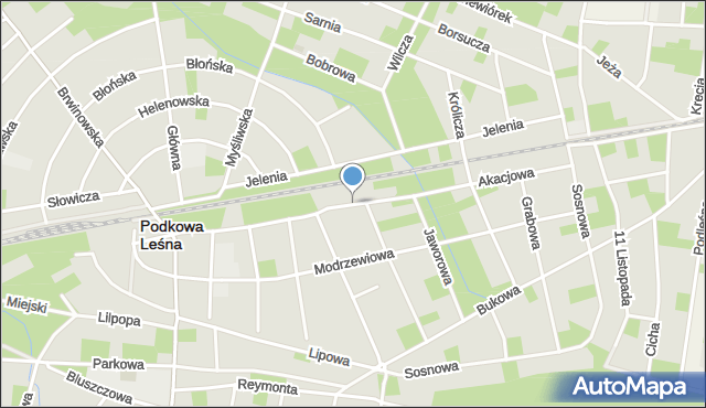 Podkowa Leśna, Akacjowa, mapa Podkowa Leśna
