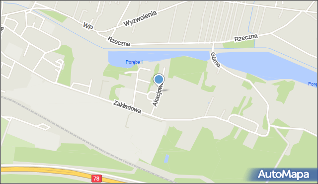 Poręba powiat zawierciański, Akacjowa, mapa Poręba powiat zawierciański