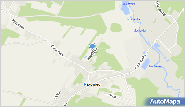 Rakowiec gmina Siedlce, Akacjowa, mapa Rakowiec gmina Siedlce