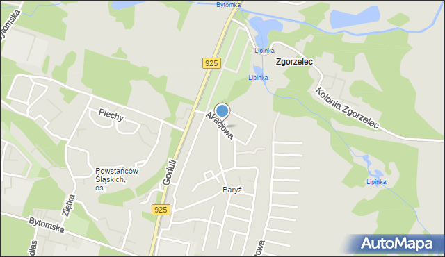 Ruda Śląska, Akacjowa, mapa Rudy Śląskiej