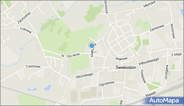 Świebodzin, Akacjowa, mapa Świebodzin