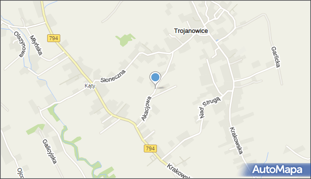 Trojanowice gmina Zielonki, Akacjowa, mapa Trojanowice gmina Zielonki