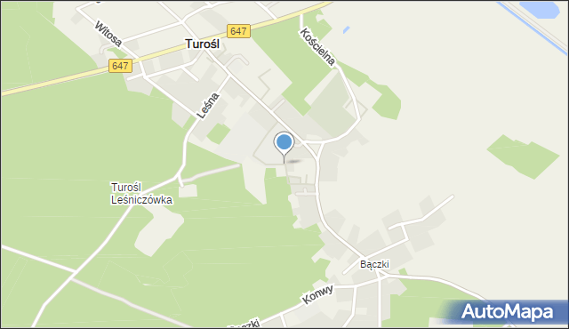 Turośl powiat kolneński, Akacjowa, mapa Turośl powiat kolneński