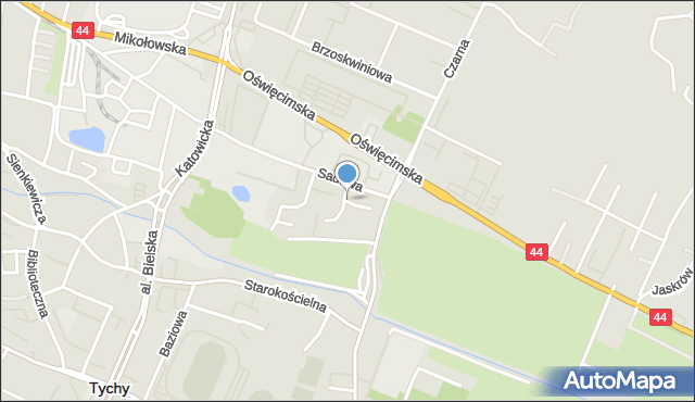 Tychy, Akacjowa, mapa Tychów