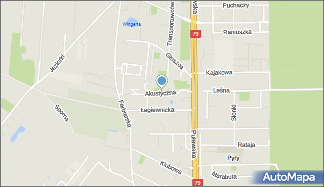 Warszawa, Akustyczna, mapa Warszawy